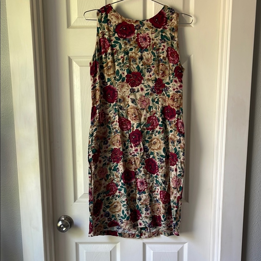Vintage 90s Sag Harbor Rayon Floral Shift Dress Petite M